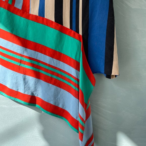Diane von Furstenberg Striped Silk Asymmetrical Top - Picture 6 of 6